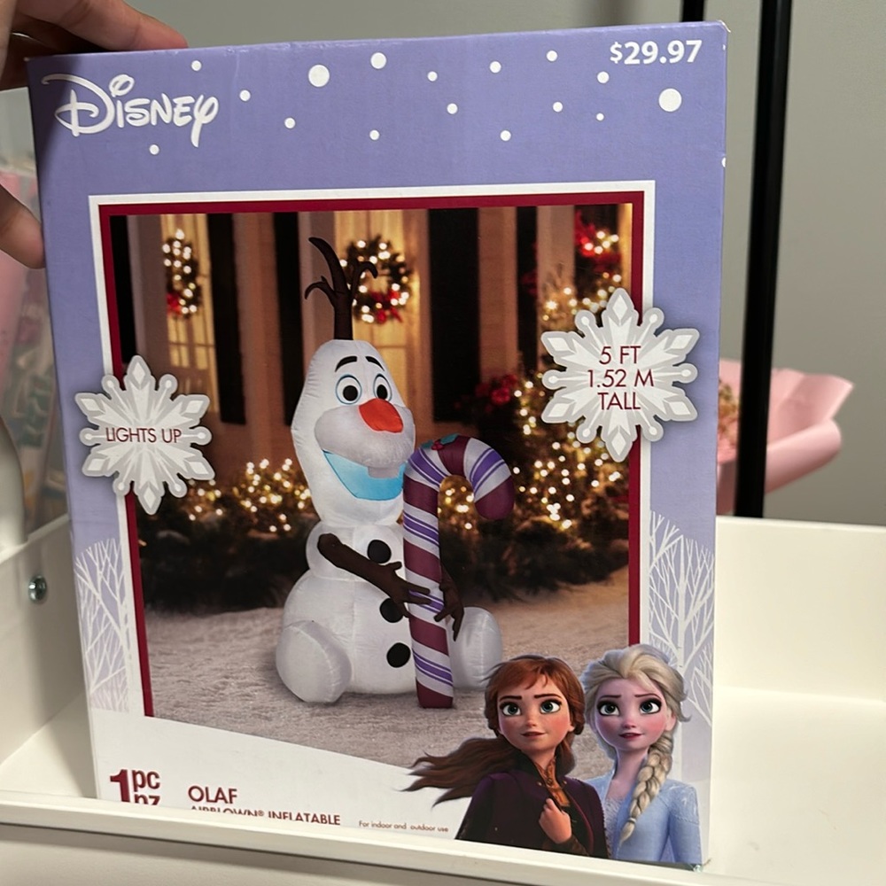 5ft Olaf with Candy Cane Christmas Inflatable Decoration by Gemmy